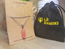 Load image into Gallery viewer, Crystal Necklace Silver Tone Strawberry Quartz Pendant Necklace Handmade