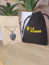Load image into Gallery viewer, Crystal Necklace Silver BloodStone Healing Crystal Heart Necklace Silver tone