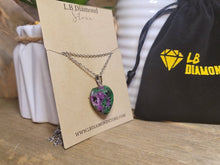 Load image into Gallery viewer, Crystal Necklace Silver BloodStone Healing Crystal Heart Necklace Silver tone