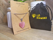 Load image into Gallery viewer, Natural Heart Shaped Pink Cat Eye Handmade Pendant Necklace Chain Pendant Necklace
