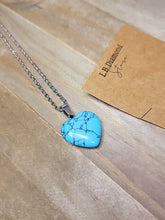 Load image into Gallery viewer, Handmade Crystal Necklace Silver Tone Heart Turquoise Healing Crystal Point Necklace