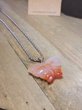 Load image into Gallery viewer, Choker Necklace Silver Tone Carnelian Healing Crystal Butterfly Necklace