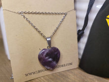 Load image into Gallery viewer, Crystal Necklace Silver Amethyst Healing Crystal Heart Necklace Silver tone