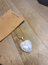 Load image into Gallery viewer, Handmade Crystal Choker Necklace Gold Tone Wrapped Howite Healing Crystal Heart