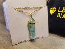 Load image into Gallery viewer, Handmade Crystal Necklace Gold Tone Green Fluorite Crystal Pendant Necklace