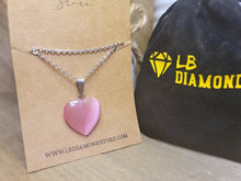 Load image into Gallery viewer, Natural Heart Shaped Pink Cat Eye Handmade Pendant Necklace Chain Pendant Necklace