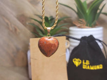Load image into Gallery viewer, Handmade Crystal Choker Necklace Gold Tone Wrapped Red Jasper Healing Crystal Heart