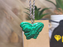 Load image into Gallery viewer, Choker Necklace Silver Tone Malachite Healing Crystal Butterfly Necklace