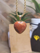 Load image into Gallery viewer, Handmade Crystal Choker Necklace Gold Tone Wrapped Red Jasper Healing Crystal Heart