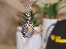 Load image into Gallery viewer, Silver Wire Wrapped Moon Stone Necklace Healing Crystal Necklace Silver tone