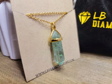 Load image into Gallery viewer, Handmade Crystal Necklace Gold Tone Green Fluorite Crystal Pendant Necklace