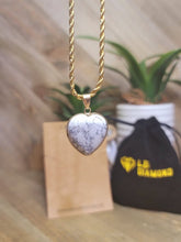 Load image into Gallery viewer, Handmade Crystal Choker Necklace Gold Tone Wrapped Howite Healing Crystal Heart