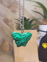 Load image into Gallery viewer, Choker Necklace Silver Tone Malachite Healing Crystal Butterfly Necklace