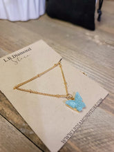 Load image into Gallery viewer, Sterling Silver Blue Opal Stone Butterfly Necklace Trendy necklace , Handmade