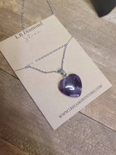 Load image into Gallery viewer, Crystal Necklace Silver Amethyst Healing Crystal Heart Necklace Silver tone
