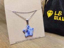 Load image into Gallery viewer, Natural Blue Soladite Handmade Star Necklace Hexagon Chain Silver Pendant Necklace