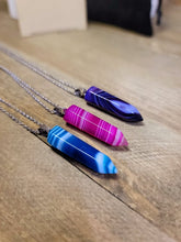 Load image into Gallery viewer, Natural Handmade Crystal Necklace Silver Tone Blue Agate, Pink Agate, Purple Agate