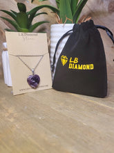 Load image into Gallery viewer, Crystal Necklace Silver Amethyst Healing Crystal Heart Necklace Silver tone