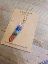 Load image into Gallery viewer, Natural Handmade Crystal Necklace Gold Tone 7 Chakras Healing Necklace Gemstone Chip