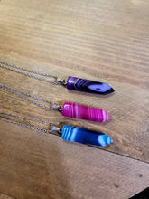 Load image into Gallery viewer, Natural Handmade Crystal Necklace Silver Tone Blue Agate, Pink Agate, Purple Agate