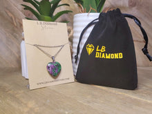 Load image into Gallery viewer, Crystal Necklace Silver BloodStone Healing Crystal Heart Necklace Silver tone
