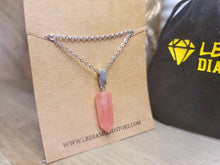 Load image into Gallery viewer, Crystal Necklace Silver Tone Strawberry Quartz Pendant Necklace Handmade