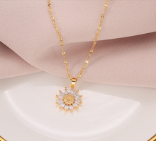 Load image into Gallery viewer, Gorgeous Sunflower Dainty Necklace - gift for her Gold Tone