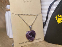 Load image into Gallery viewer, Crystal Necklace Silver Amethyst Healing Crystal Heart Necklace Silver tone