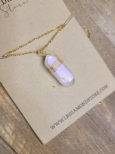 Load image into Gallery viewer, Gold Wire Wrapped Rainbow Aura Quartz Necklace Healing Crystal Necklace