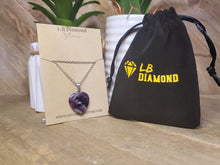 Load image into Gallery viewer, Crystal Necklace Silver Amethyst Healing Crystal Heart Necklace Silver tone