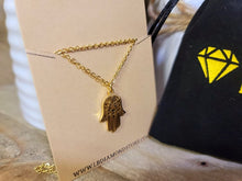 Load image into Gallery viewer, SaleHamsa Gold Necklace, Hand of Fatima,Hand Of God , Gold Plated Hamsa Necklace
