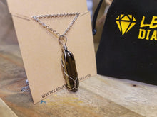Load image into Gallery viewer, Silver  & Gold Wire Wrapped Smoky Quartz Healing Crystal Point Necklace