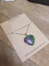 Load image into Gallery viewer, Crystal Necklace Silver BloodStone Healing Crystal Heart Necklace Silver tone