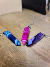 Load image into Gallery viewer, Natural Handmade Crystal Necklace Silver Tone Blue Agate, Pink Agate, Purple Agate