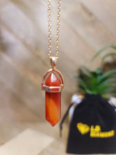 Load image into Gallery viewer, Natural Handmade Crystal Necklace Gold Tone Carnelian Point Necklace