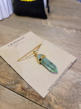 Load image into Gallery viewer, Handmade Crystal Necklace Gold Tone Green Fluorite Crystal Pendant Necklace