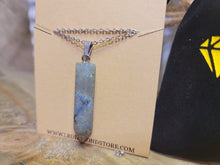 Load image into Gallery viewer, Crystal Necklace Labradorite Healing Crystal Point Necklace Silver tone