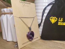 Load image into Gallery viewer, Crystal Necklace Silver Amethyst Healing Crystal Heart Necklace Silver tone