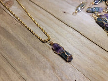 Load image into Gallery viewer, Crystal Necklace Gold Wire Wrapped Fluorite Healing Crystal Point Choker Necklace
