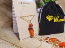 Load image into Gallery viewer, Natural Handmade Crystal Necklace Gold Tone Carnelian Point Necklace