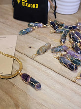 Load image into Gallery viewer, Crystal Necklace Gold Wire Wrapped Fluorite Crystal Point Choker Necklace