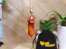 Load image into Gallery viewer, Natural Handmade Crystal Necklace Gold Tone Carnelian Point Necklace