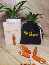 Load image into Gallery viewer, Natural Handmade Crystal Necklace Gold Tone Carnelian Point Necklace