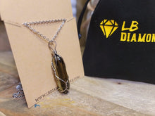 Load image into Gallery viewer, Silver  & Gold Wire Wrapped Smoky Quartz Healing Crystal Point Necklace