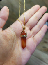 Load image into Gallery viewer, Natural Handmade Crystal Necklace Gold Tone Carnelian Point Necklace