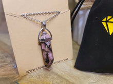 Load image into Gallery viewer, Rhodonite Handmade Point Necklace Hexagon Chain Silver Pendant Necklace