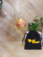 Load image into Gallery viewer, Crystal Necklace Gold Tone Carnelian Healing Crystal Cage Necklace