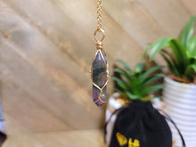 Load image into Gallery viewer, Elegant Gold Wire Wrapped Fluorite Point Necklace - Perfect Gift for Her
