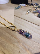 Load image into Gallery viewer, Crystal Necklace Gold Wire Wrapped Fluorite Healing Crystal Point Choker Necklace