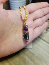 Load image into Gallery viewer, Crystal Necklace Gold Wire Wrapped Fluorite Healing Crystal Point Choker Necklace